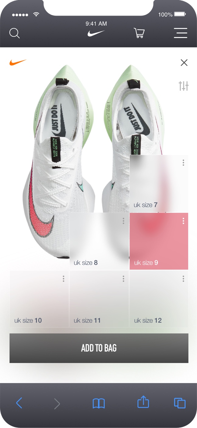 A real, branded Nike app screen